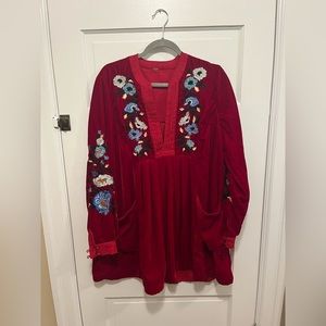 ❗️𝗣𝗥𝗜𝗖𝗘 𝗗𝗥𝗢𝗣❗️ Free people red velvet floral dress